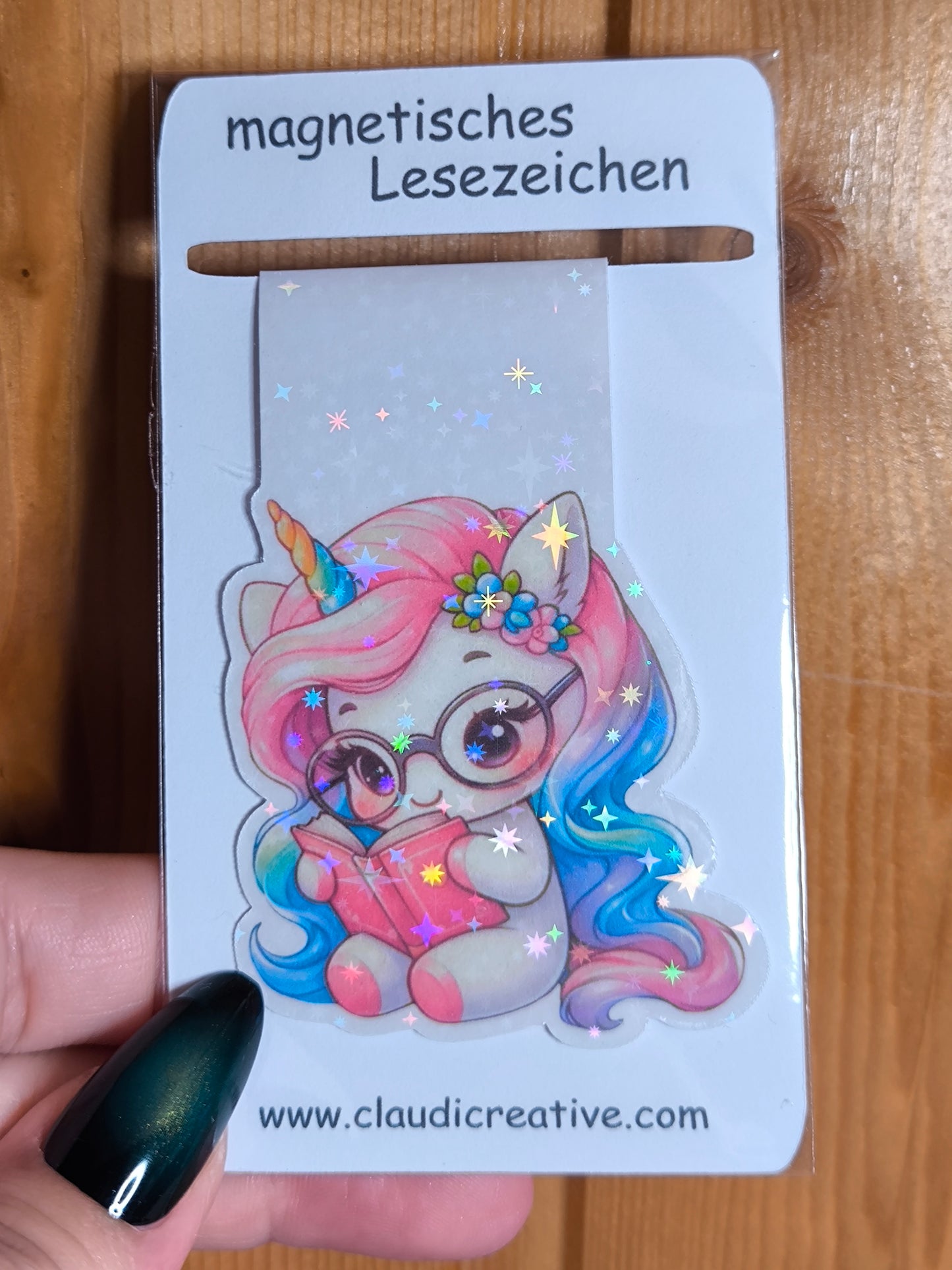 Lesezeichen Lese-Einhorn (Sternchen-Effekt)