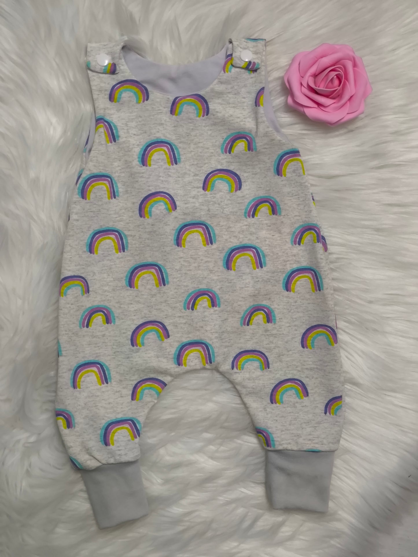 Strampler Regenbogen blau