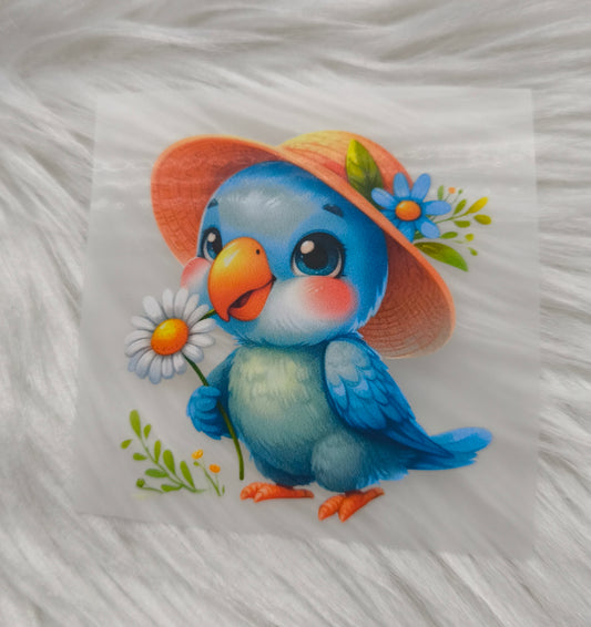 Bügelbild Vogel mit Hut