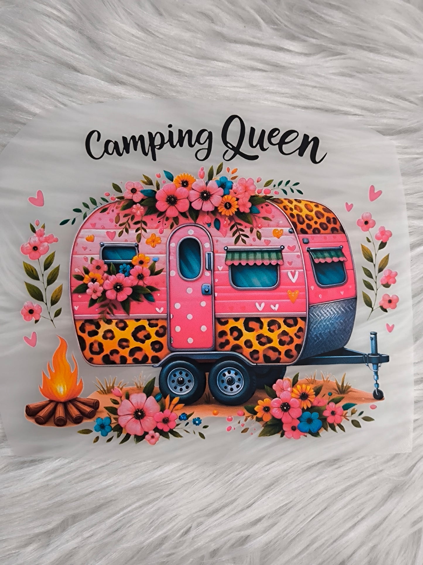 Bügelbild Camping Queen