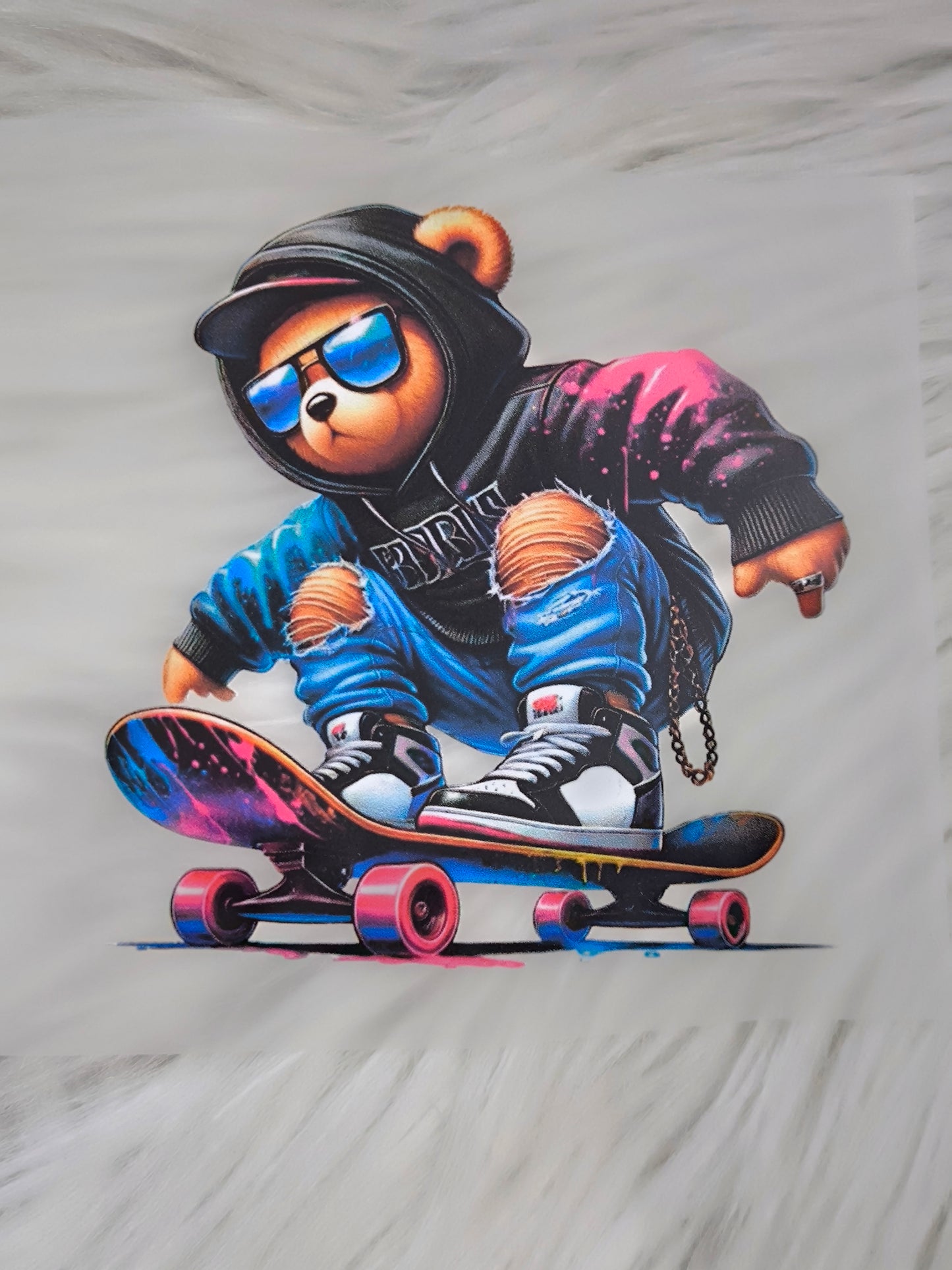 Bügelbild Skater-Bär