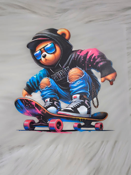 Bügelbild Skater-Bär